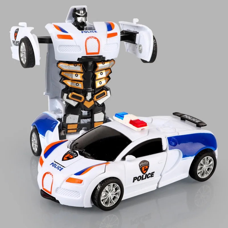 Children's 2 In 1 Collision Automatic Deformation Police Car Toy