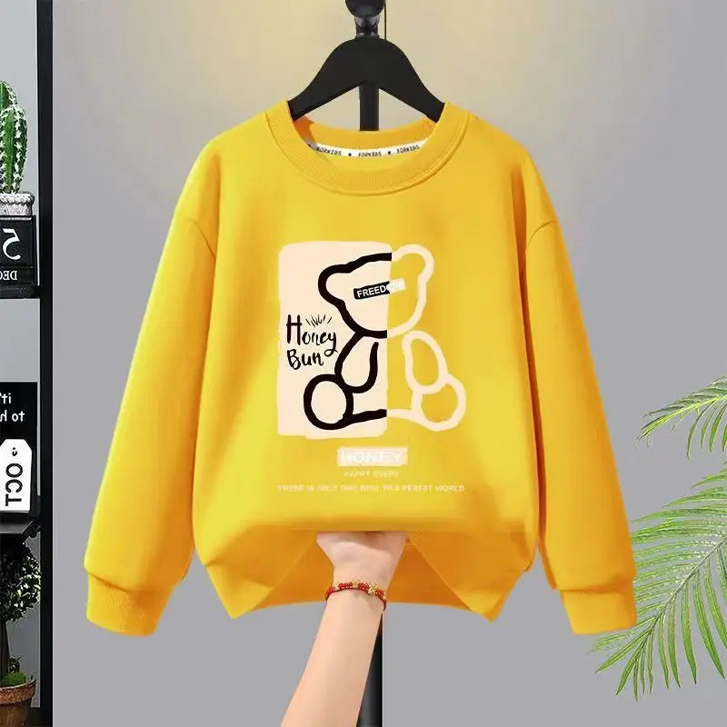 Kids 2Pcs Cartoon Bear Printed Sweatshirt Pullover Pants Set