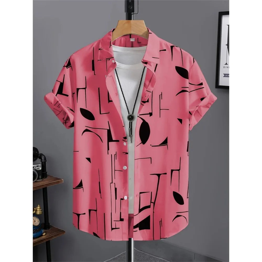 Men's Printed Retro Fashion Short Sleeved Shirt