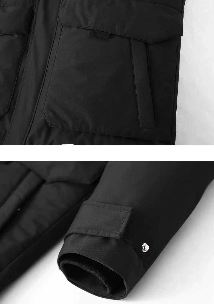 Men's Hooded Fur Collar Duck Down Waterproof Jacket