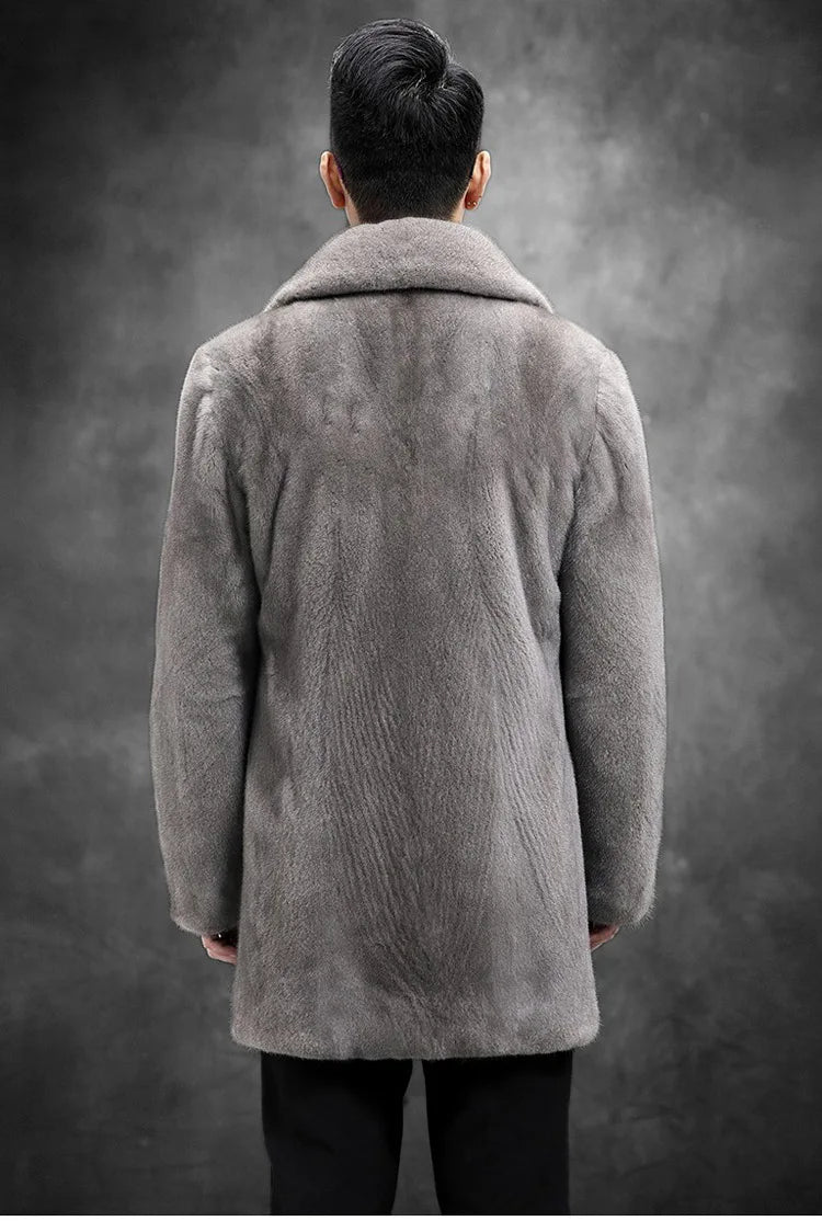 Men's Long Sleeve Faux Fur Windbreaker Windproof Coat
