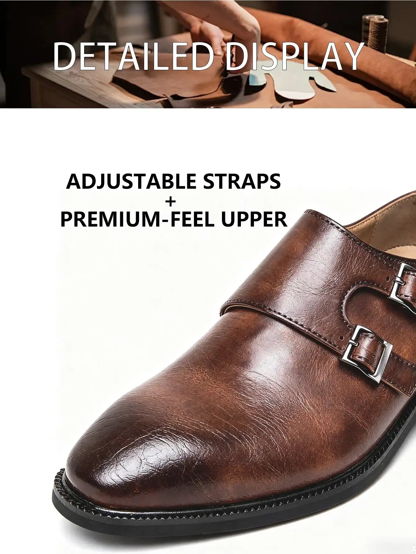 Men's Monk Leather Business Comfortable Oxfords Shoes