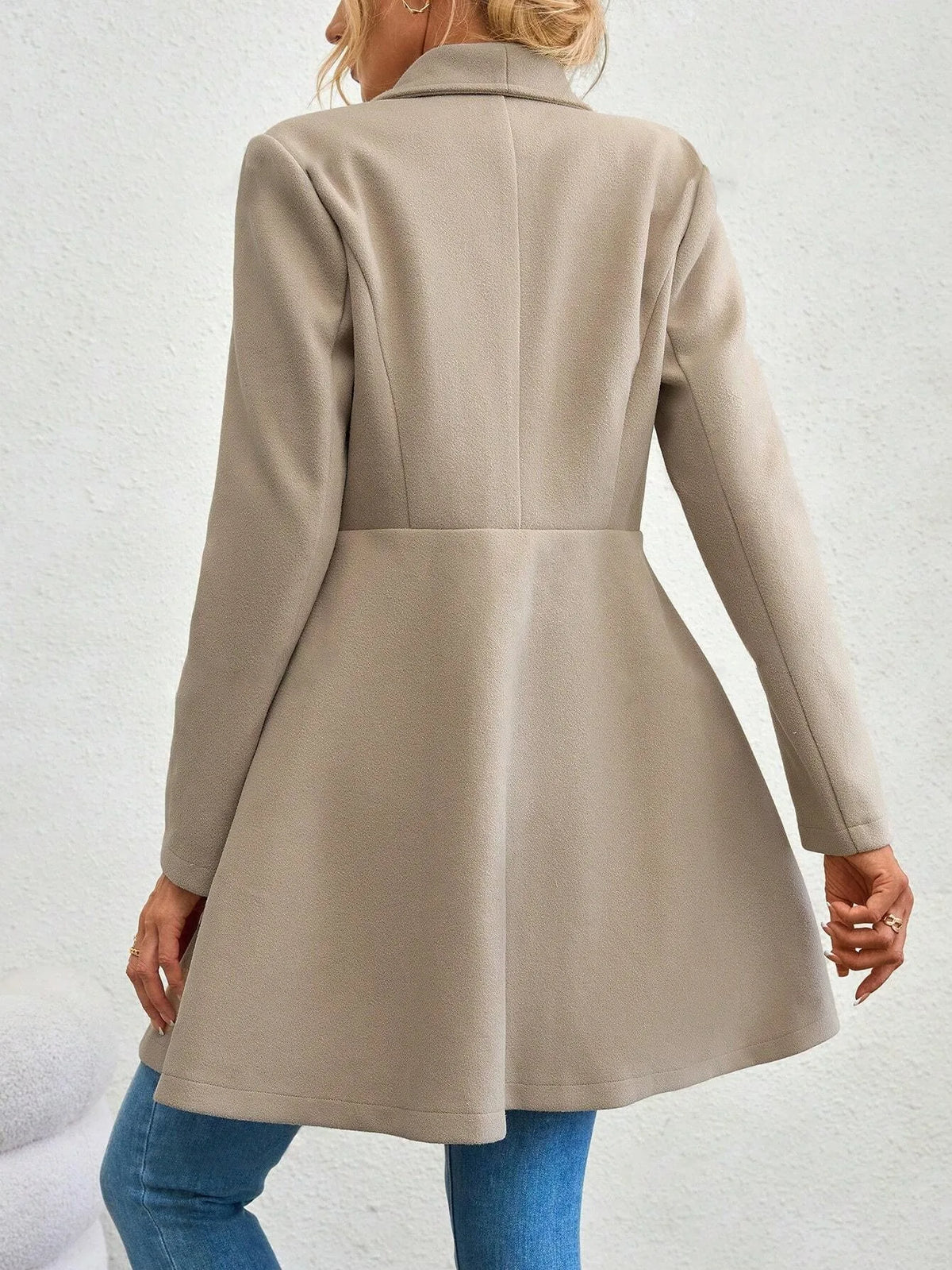 Women's Fashion Lapel Button Slim-Fit Wool Coat