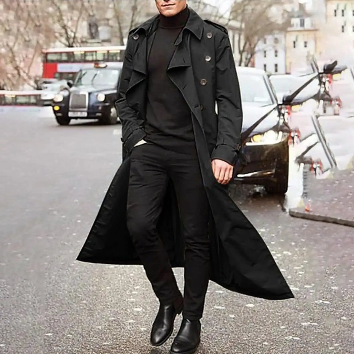 Men's Windbreaker Long Sleeve Trench Coat