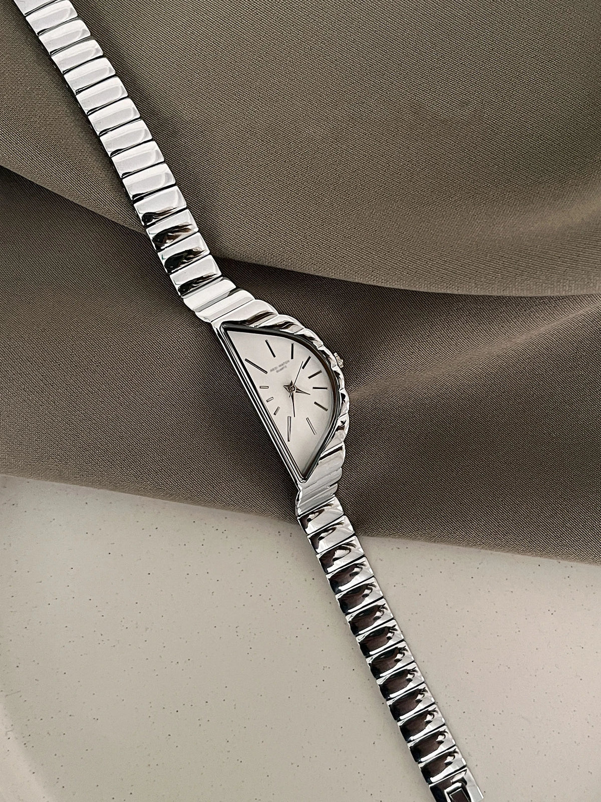 Women's Creative Half-Moon Dial Stainless Steel Quartz Authentic Watch