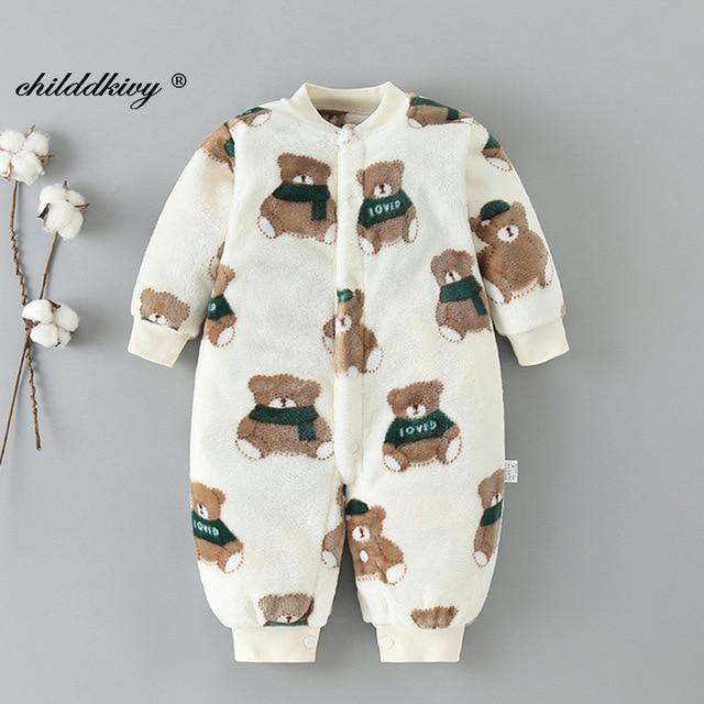 0-18 Month Baby Winter Jumpsuit Soft Flannel Allmartdeal