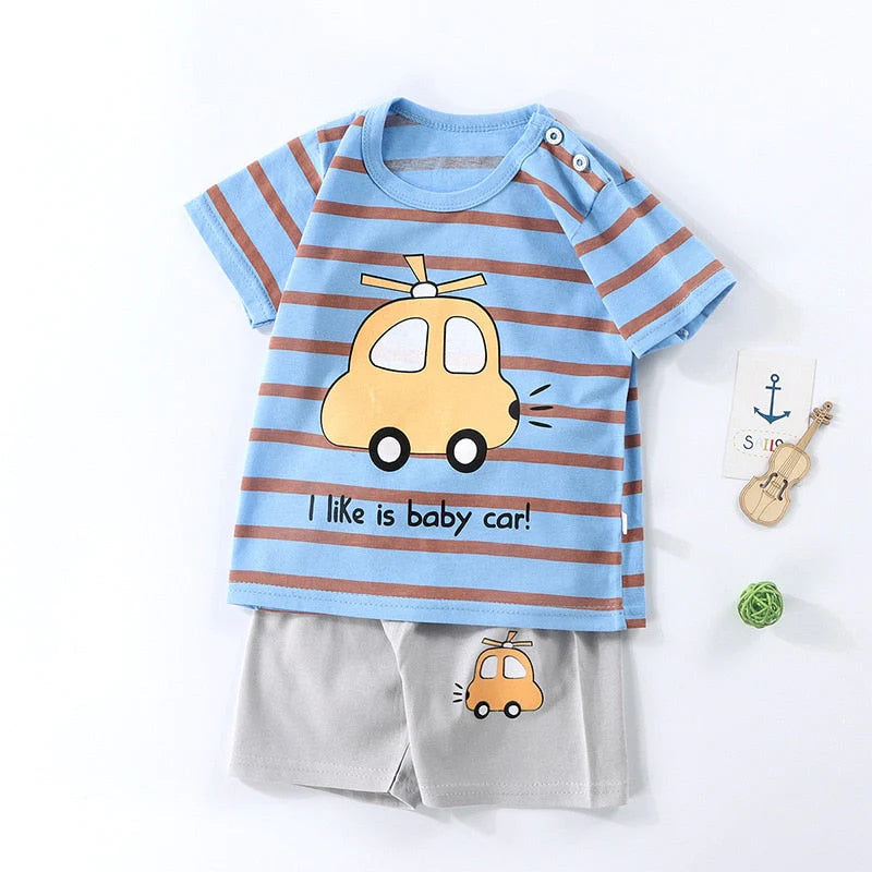 2Pcs Boys Summer Cotton T-shirt Shorts Set Allmartdeal