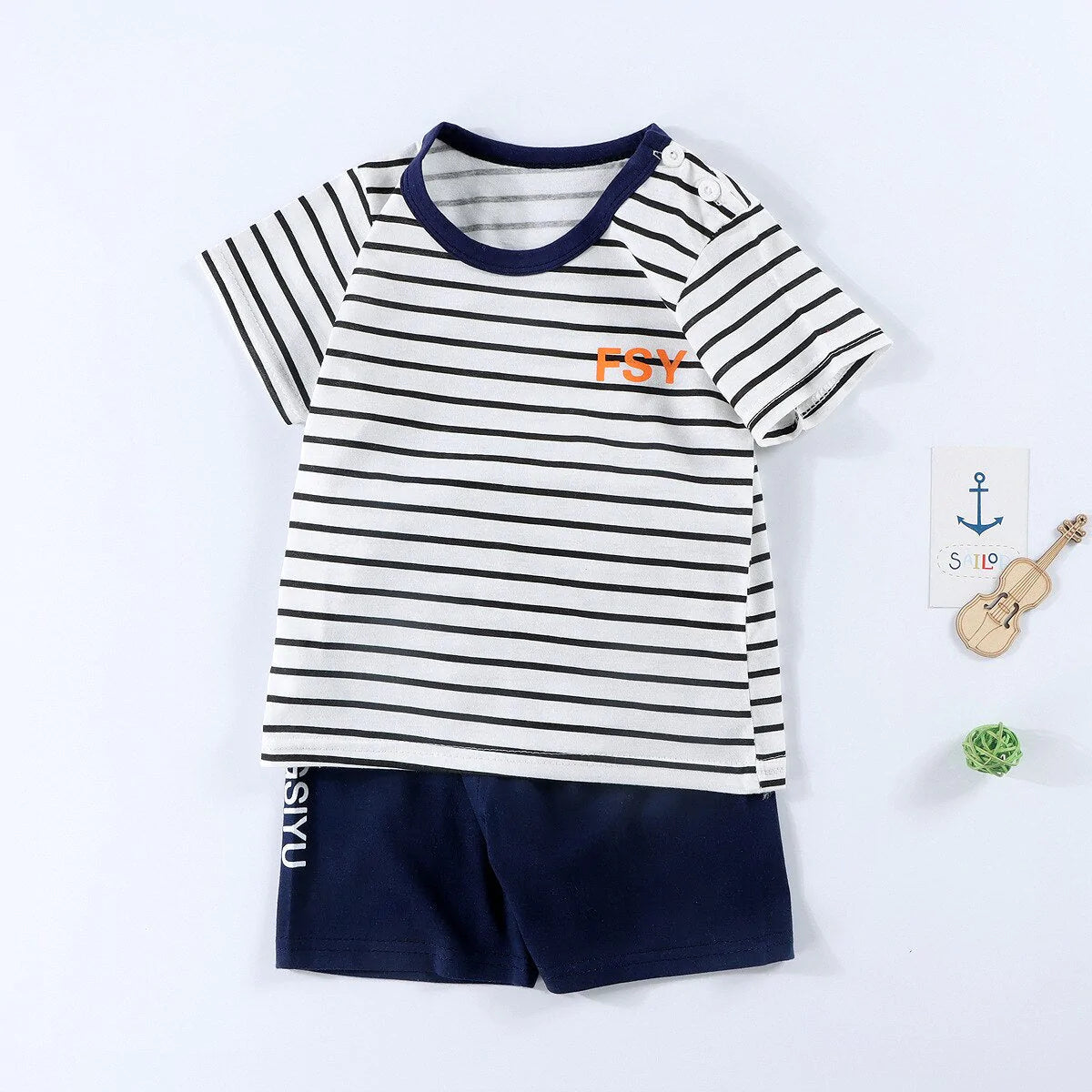 2Pcs Boys Summer Cotton T-shirt Shorts Set Allmartdeal