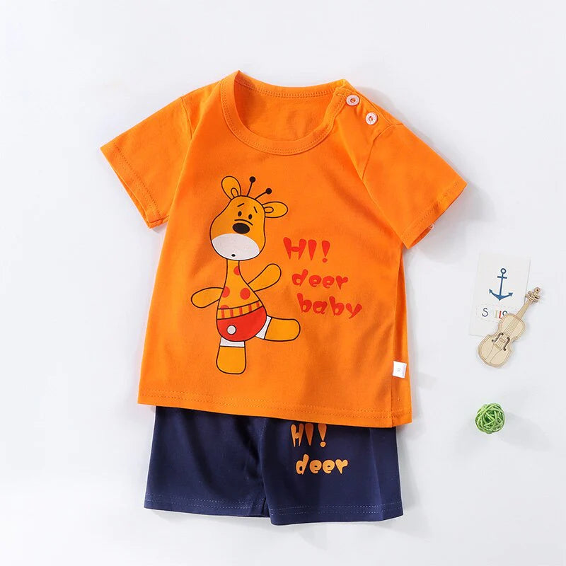 2Pcs Boys Summer Cotton T-shirt Shorts Set Allmartdeal