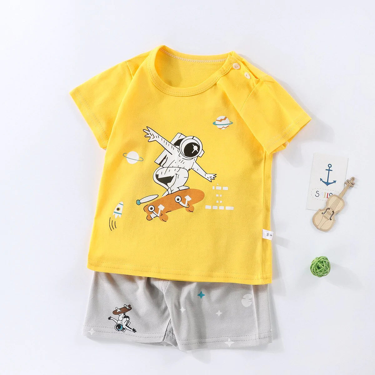 2Pcs Boys Summer Cotton T-shirt Shorts Set Allmartdeal