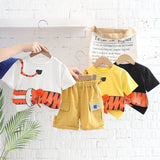 2Pcs Boys Tiger Print T-Shirt Short Set Allmartdeal