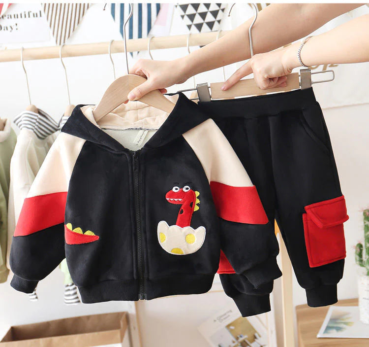 2Pcs Kids Plus Velvet Cartoon Jacket Coat Set Allmartdeal