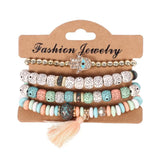 3-4Pcs Set Fashion Multilayer Crystal Stone Beads Bangle Allmartdeal