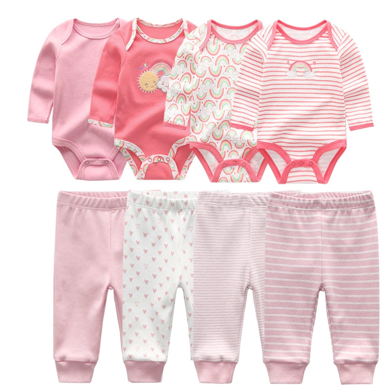 4Pcs Baby Bodysuits Pants Set Allmartdeal