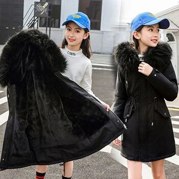 5-14 Years Girls Windbreaker Fur Collar Jacket Allmartdeal