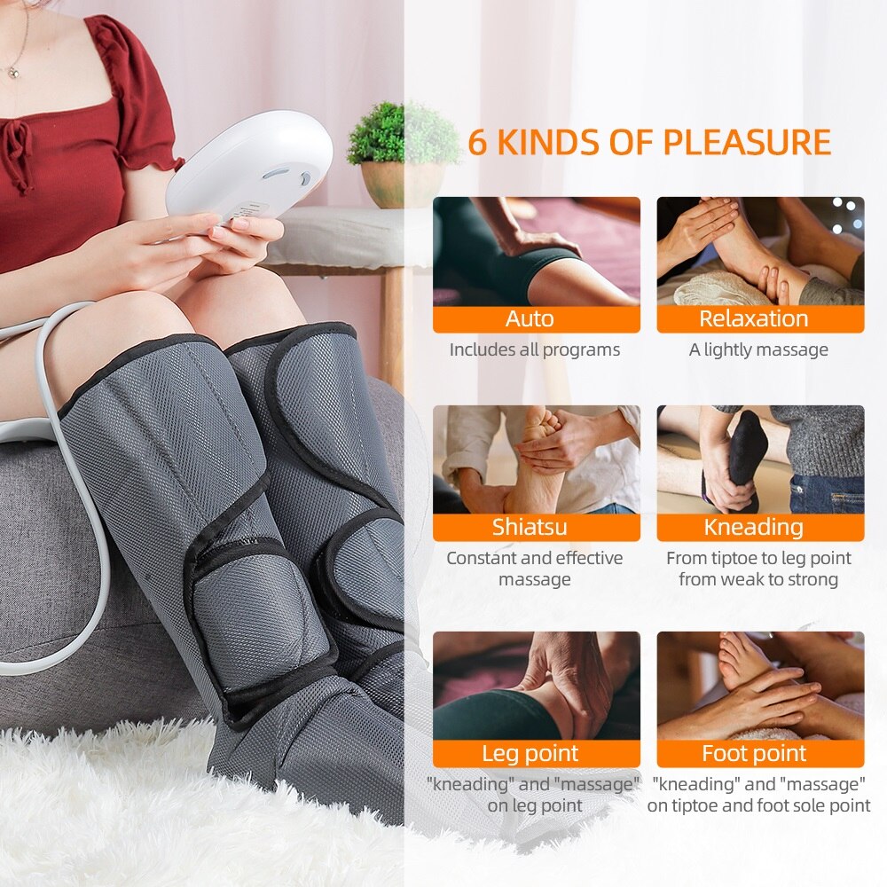 Air Compression Pneumatic Foot and Calf Heated Air Wraps Massager Allmartdeal