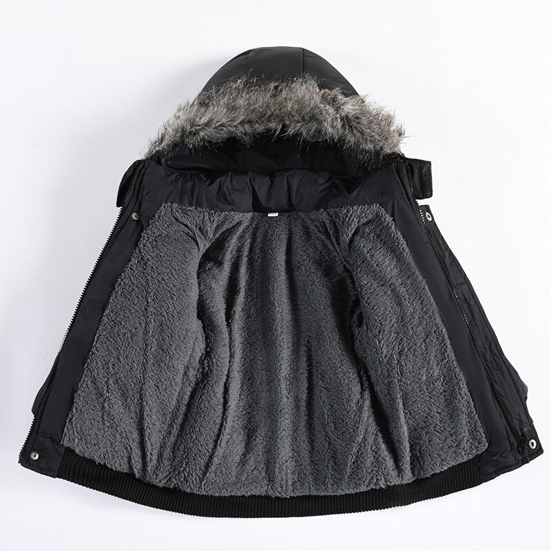 Boys Fur Collar Hooded Zipper Jacket Allmartdeal