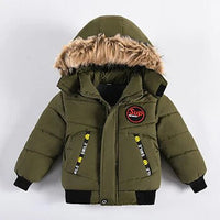 Boys Fur Collar Hooded Zipper Jacket Allmartdeal