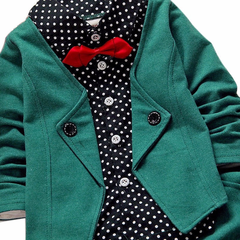 Boys Long Sleeve Gentleman Suit Tie Shirt Pants Set Allmartdeal