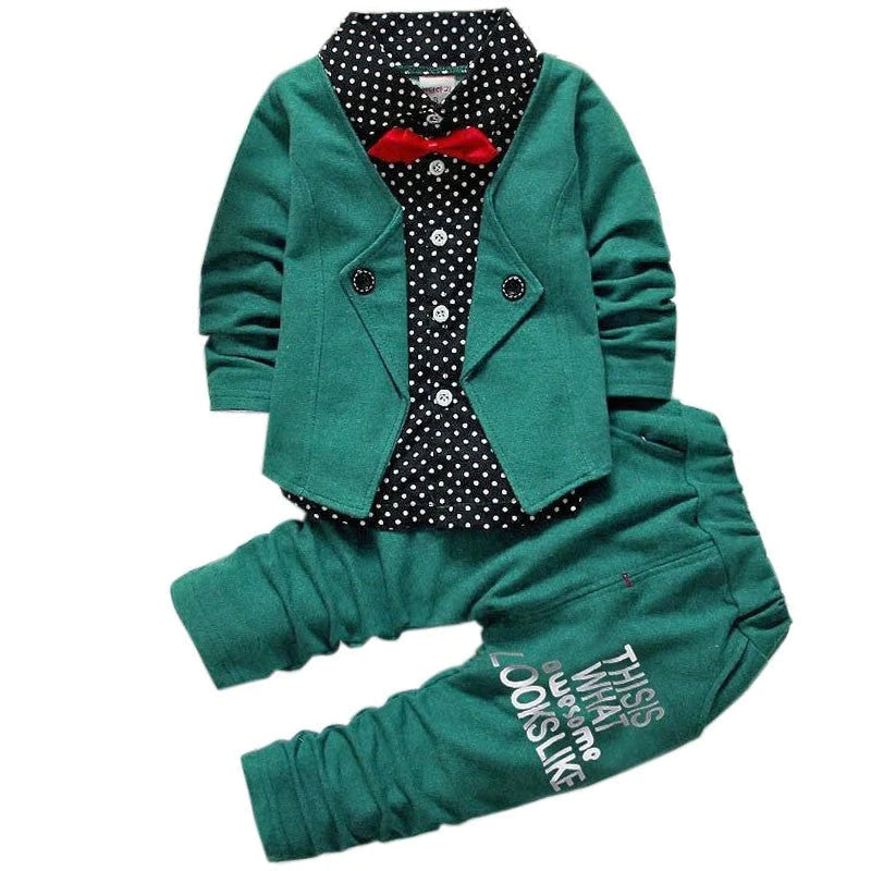 Boys Long Sleeve Gentleman Suit Tie Shirt Pants Set Allmartdeal