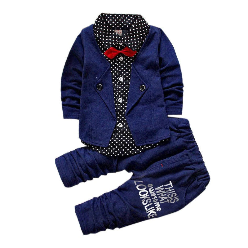 Boys Long Sleeve Gentleman Suit Tie Shirt Pants Set Allmartdeal