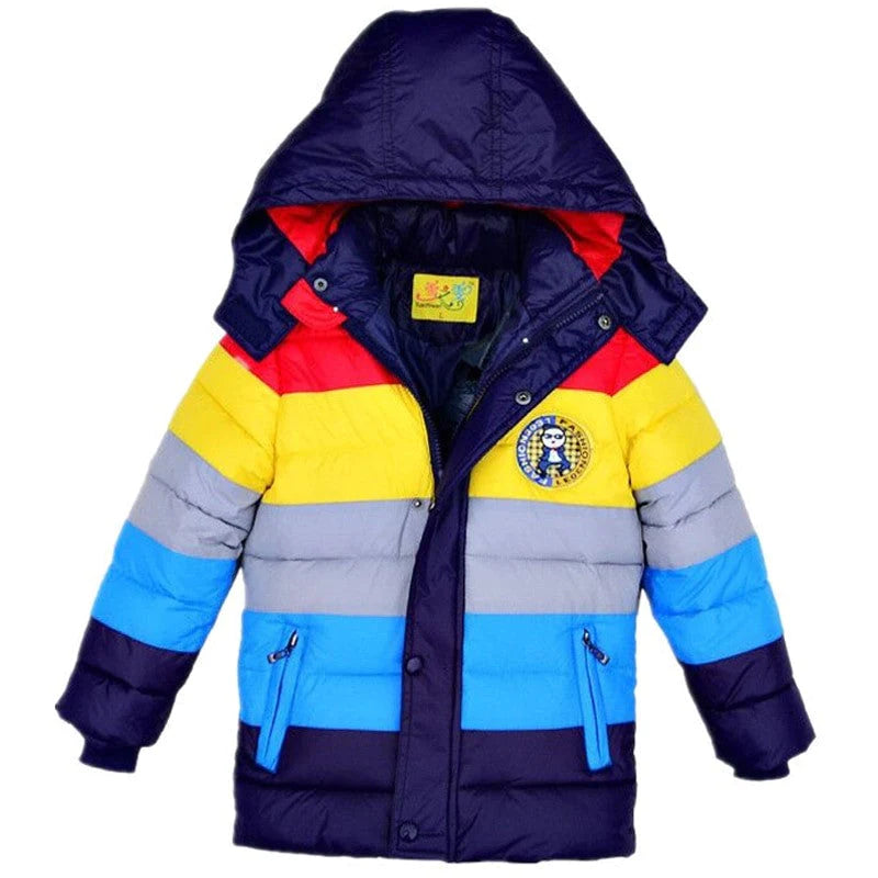 Boys Stripe Down Warm Hooded Jacket Allmartdeal