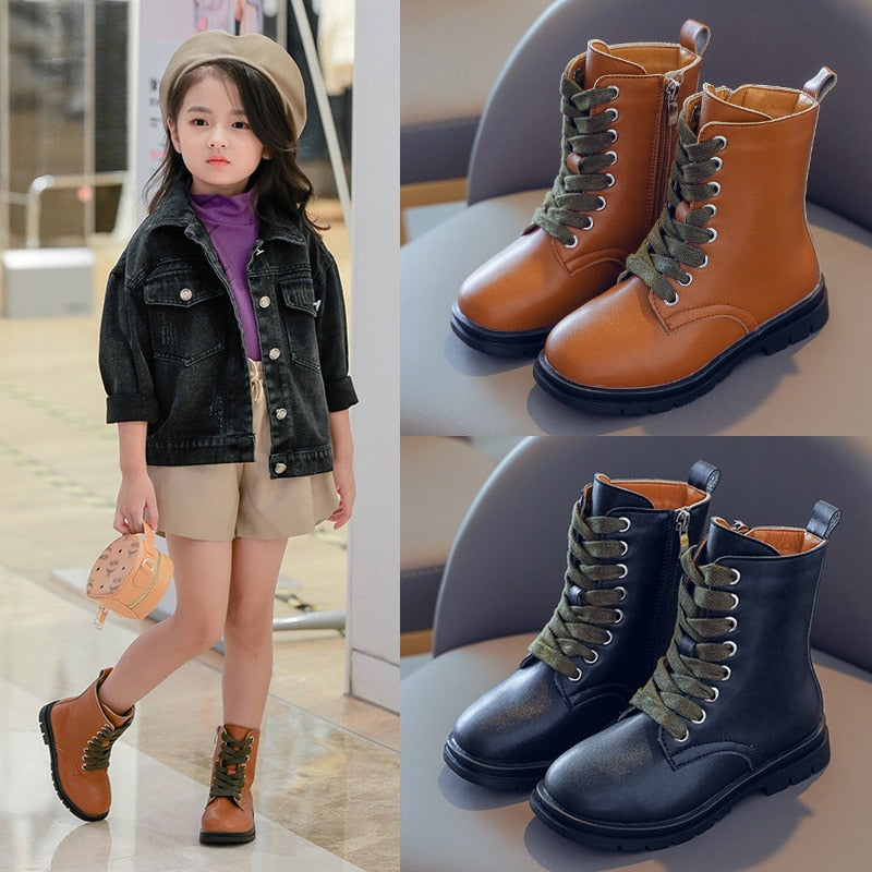 Children's British Style Non-Slip Leather Boots Allmartdeal