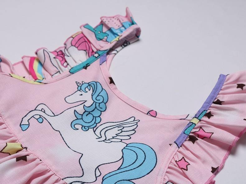 Girls Cotton Cozy Full Print Unicorn Dress Allmartdeal