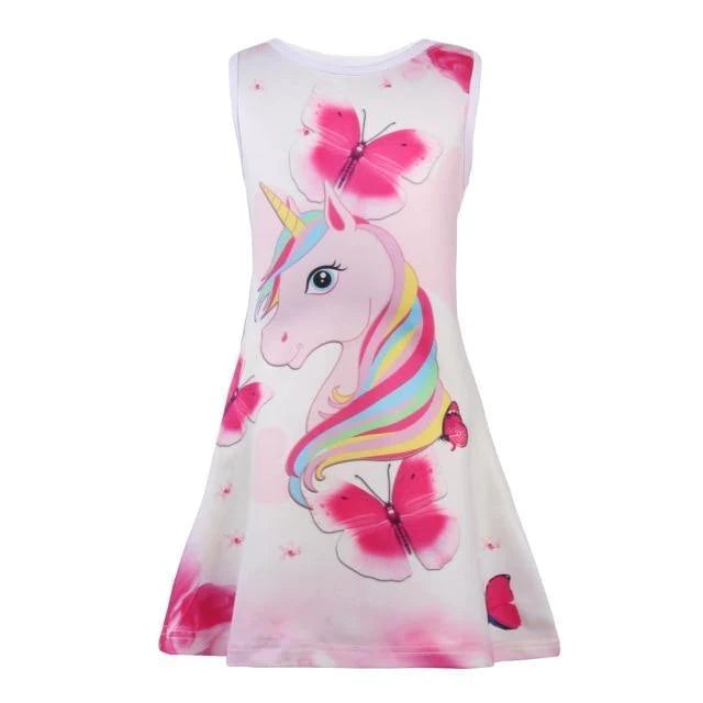 Girls Cotton Cozy Full Print Unicorn Dress Allmartdeal