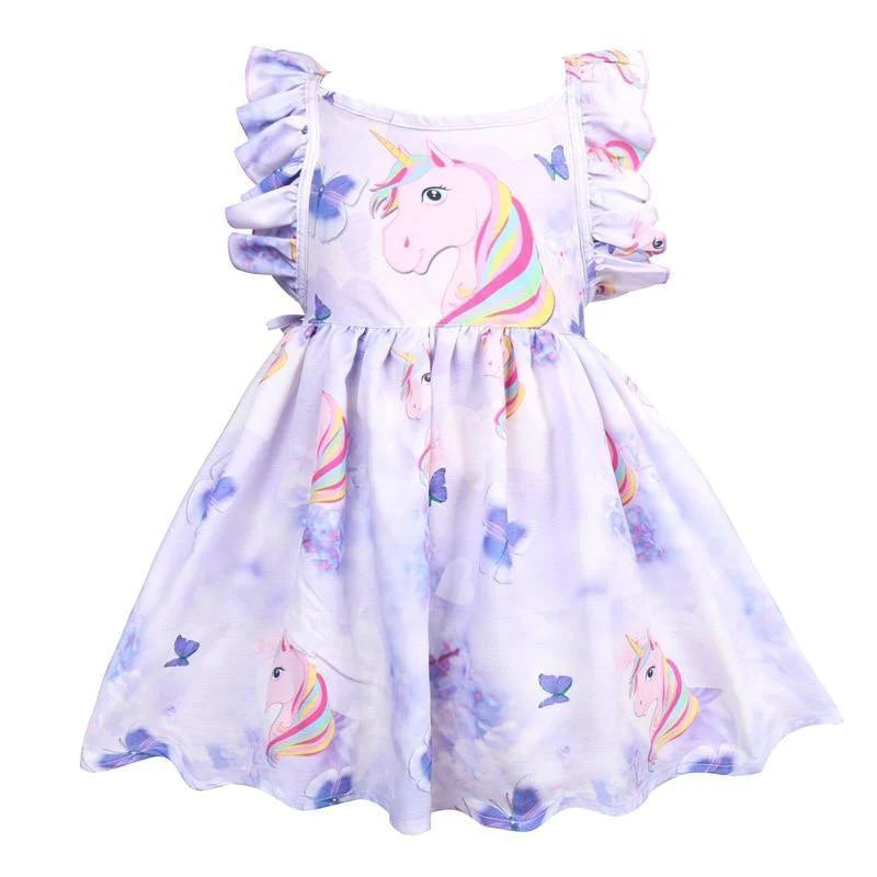 Girls Cotton Cozy Full Print Unicorn Dress Allmartdeal