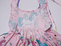 Girls Cotton Cozy Full Print Unicorn Dress Allmartdeal