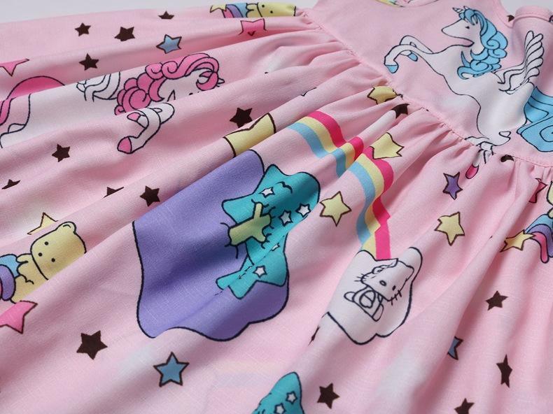 Girls Cotton Cozy Full Print Unicorn Dress Allmartdeal