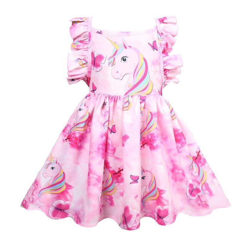 Girls Cotton Cozy Full Print Unicorn Dress Allmartdeal