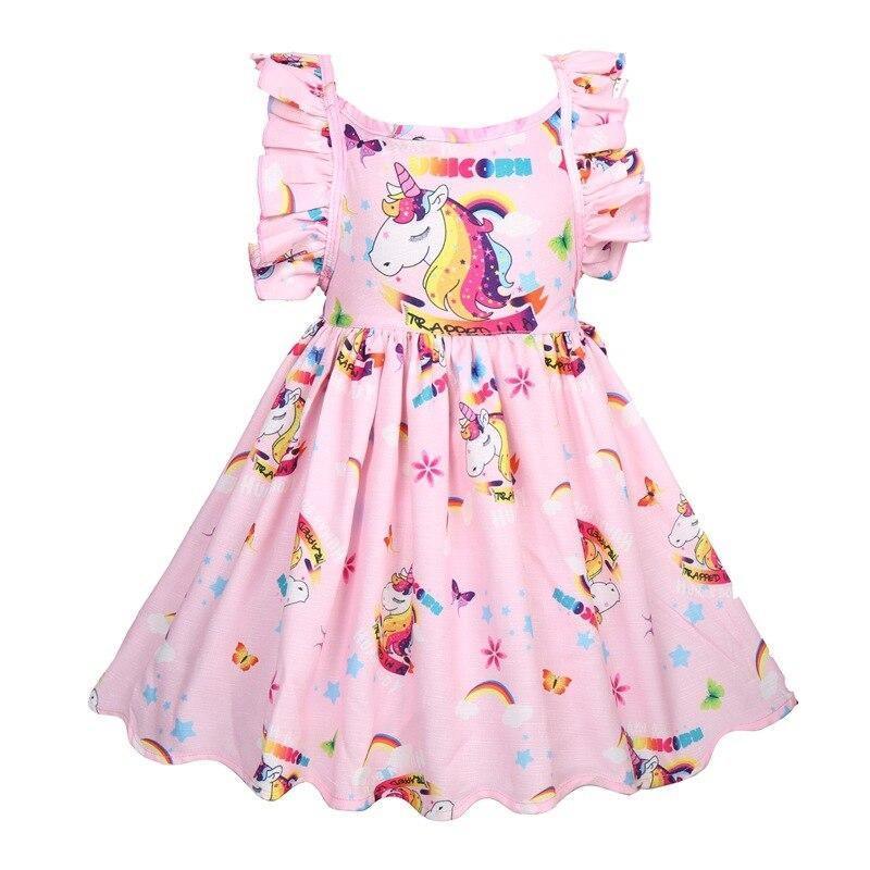 Girls Cotton Cozy Full Print Unicorn Dress Allmartdeal