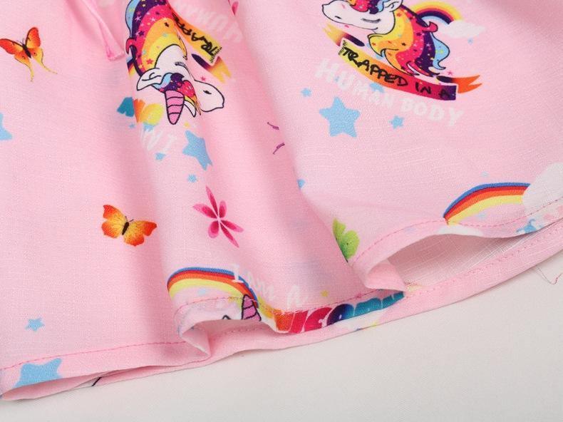 Girls Cotton Cozy Full Print Unicorn Dress Allmartdeal