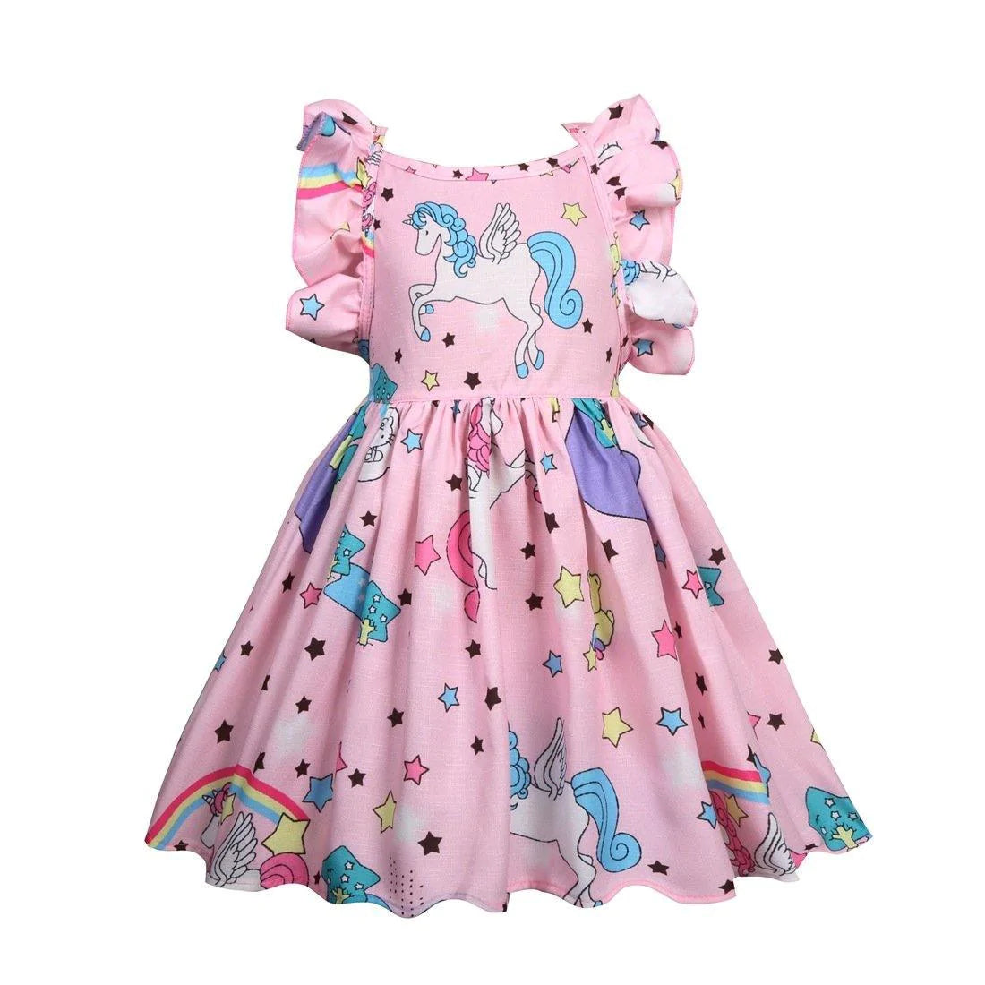 Girls Cotton Cozy Full Print Unicorn Dress Allmartdeal