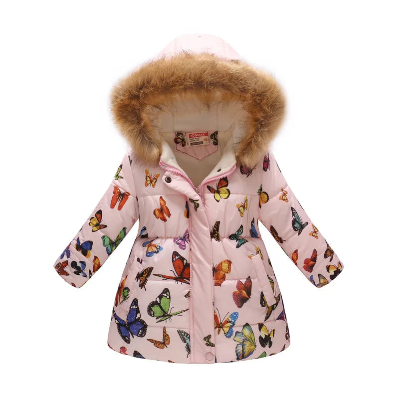 Girls Fashion Printed Thick Hooded Jacket Allmartdeal