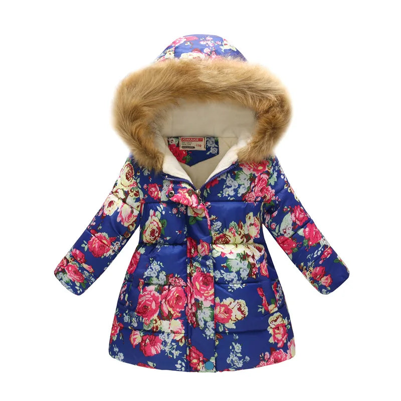 Girls Fashion Printed Thick Hooded Jacket Allmartdeal