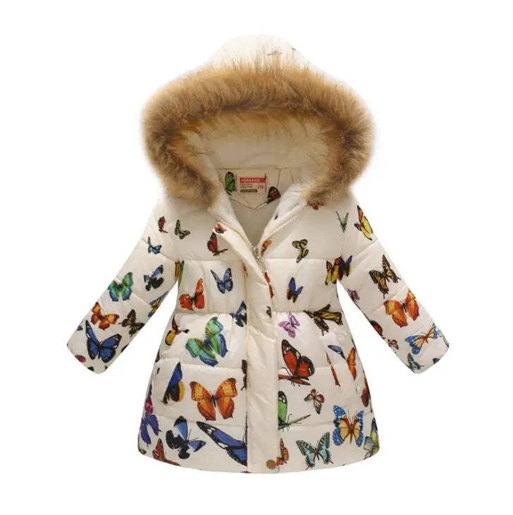 Girls Fashion Printed Thick Hooded Jacket Allmartdeal