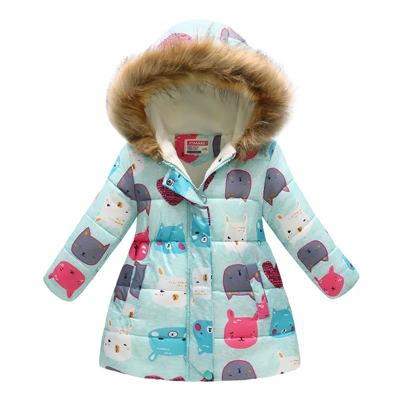 Girls Fashion Printed Thick Hooded Jacket Allmartdeal