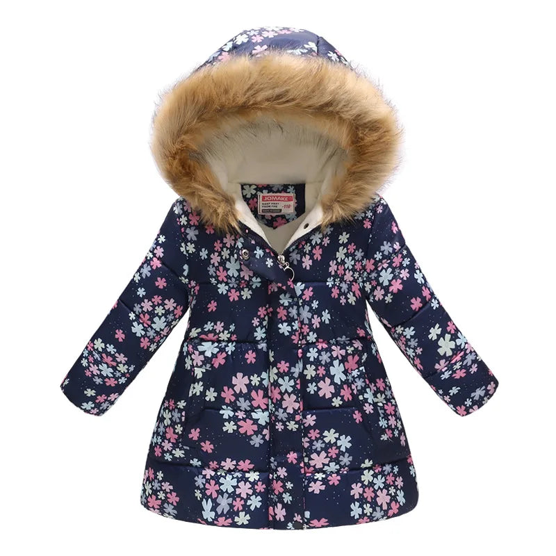 Girls Fashion Printed Thick Hooded Jacket Allmartdeal