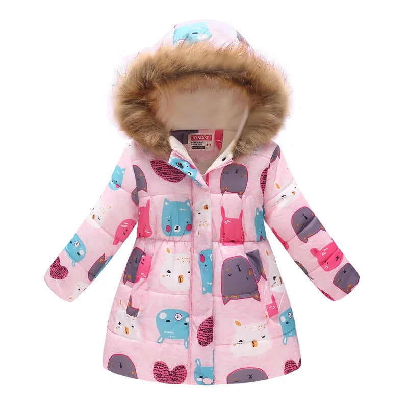 Girls Fashion Printed Thick Hooded Jacket Allmartdeal