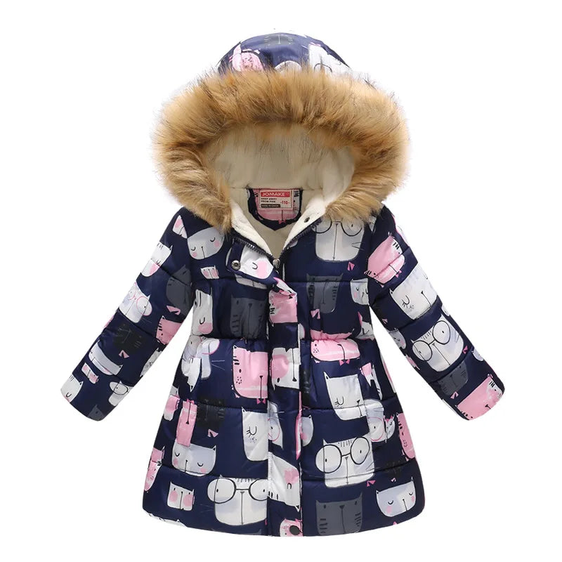 Girls Fashion Printed Thick Hooded Jacket Allmartdeal