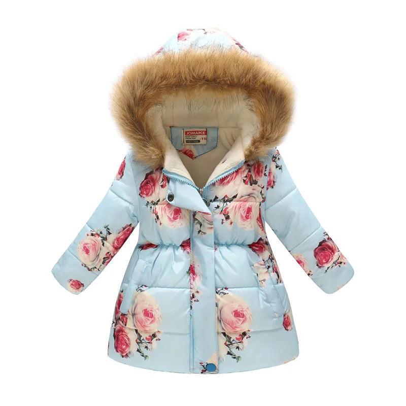 Girls Fashion Printed Thick Hooded Jacket Allmartdeal