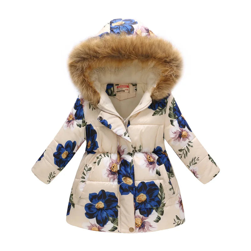 Girls Fashion Printed Thick Hooded Jacket Allmartdeal