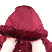Girls Fur Collar Hooded Zipper Windproof Jacket Allmartdeal