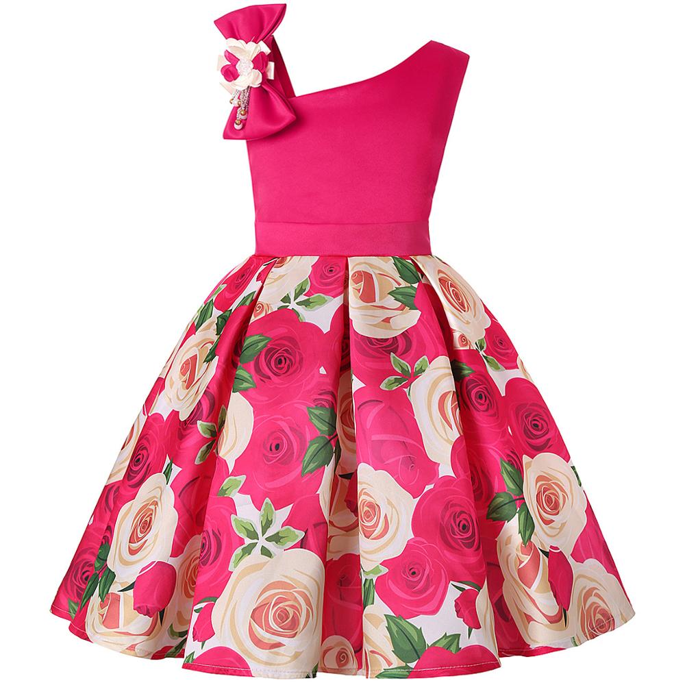 Girls One-Shoulder Pageant Flower Dress Allmartdeal