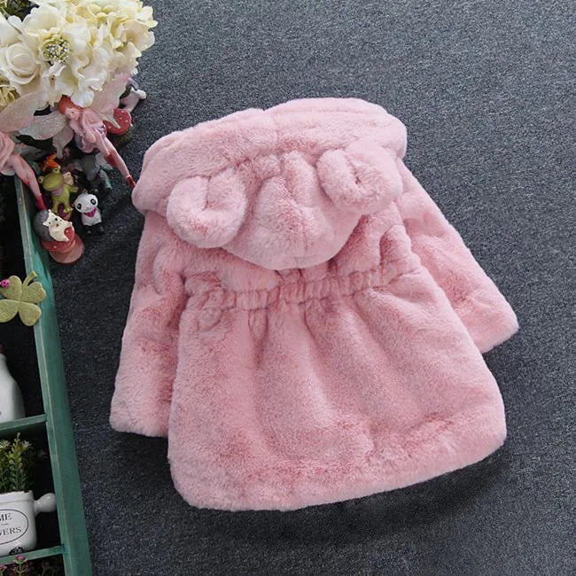 Girls Plush Warm Faux Fur Coat Jacket
