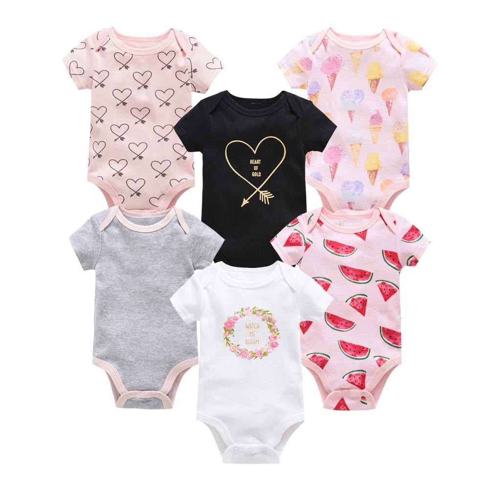 Baby Newborn 6Pcs/lot Short Sleeve Cotton Bodysuit