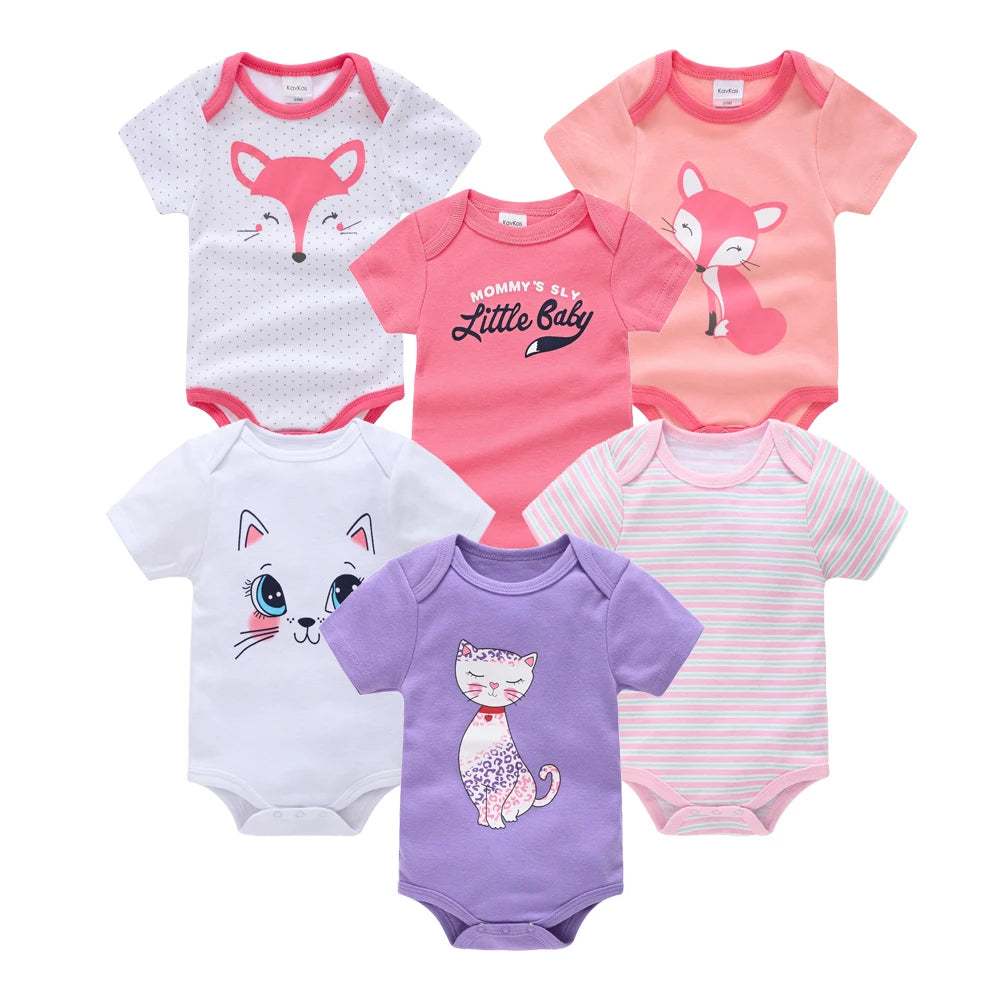 Baby Newborn 6Pcs/lot Short Sleeve Cotton Bodysuit